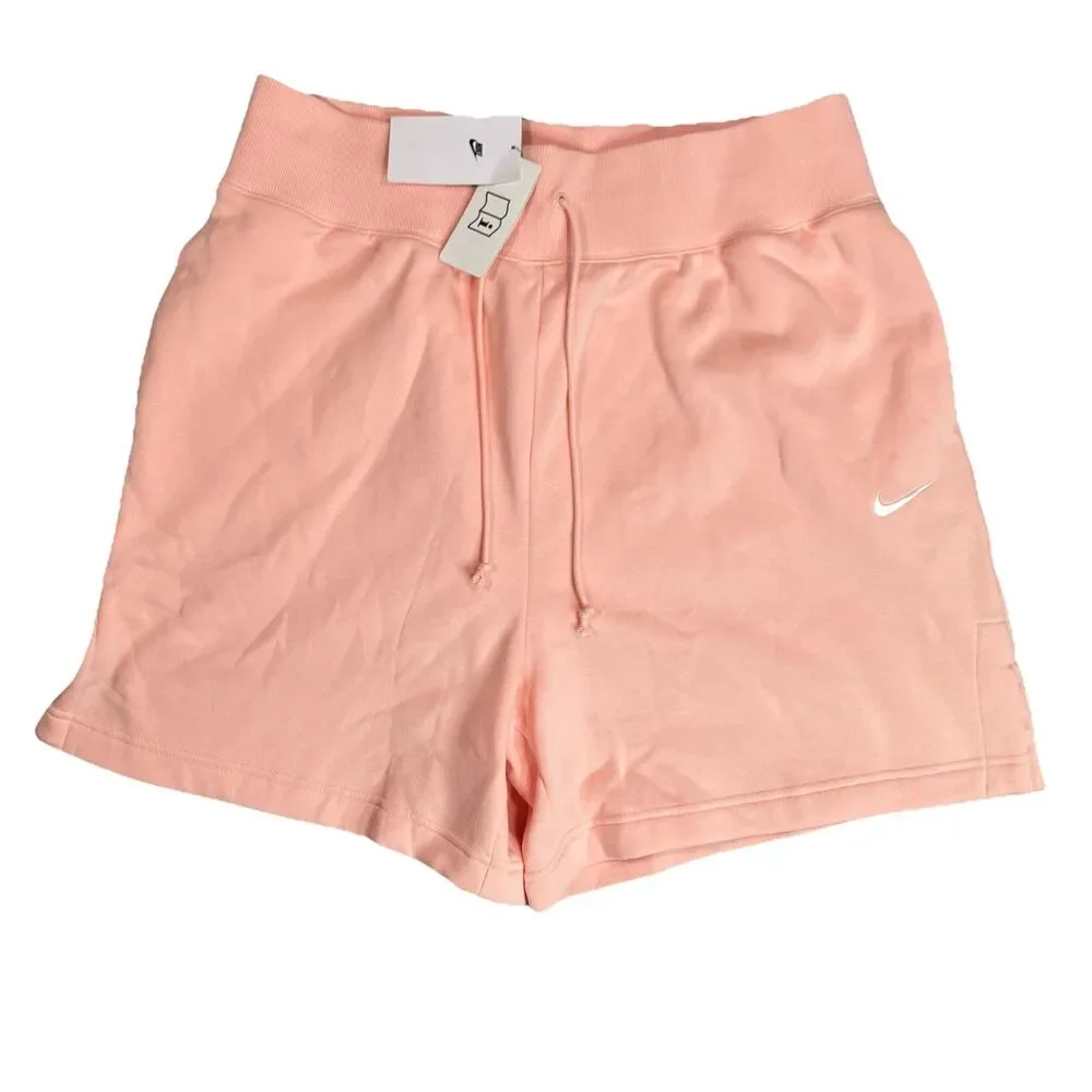 Nike‎ Shorts Womens XL Peach High Rise Loose Fit Fleece Drawstring DQ5717-800